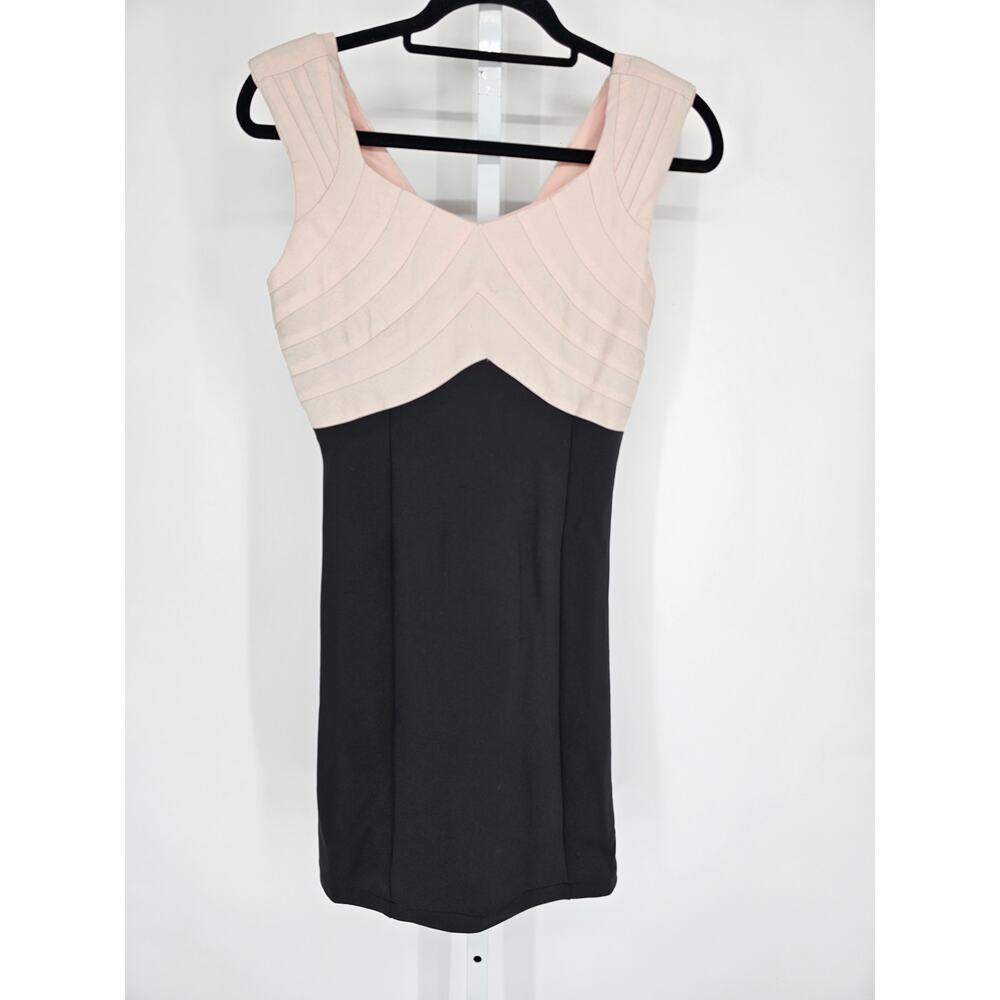 Vtg Y2K Shulami Womens Sz M Knee Length Pencil Dress Black Light Pink Formal